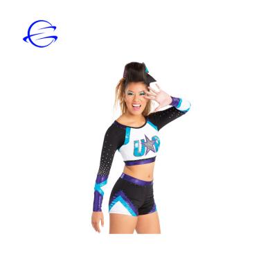 China Sports Game All Star Sublimation Outfits Girls Cheerleading Rhinestones Cheerleading Uniforms for sale