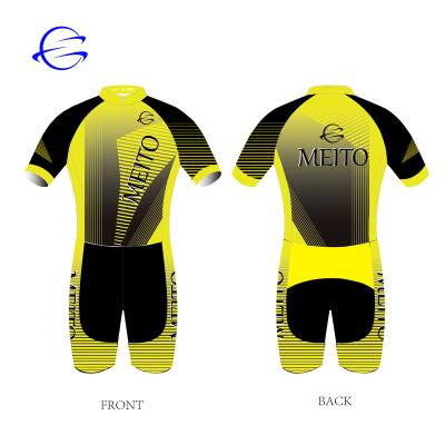 China Meito Skin Skating Suit China Factory Price Custom Short Quick Dry Speed ​​Sleeve Design Yellow Bright Warm Soft One-Piece Suit for sale