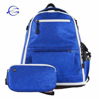 China Waterproof Blue Glitter School Backpack Girls With Attached Bum Bag for sale