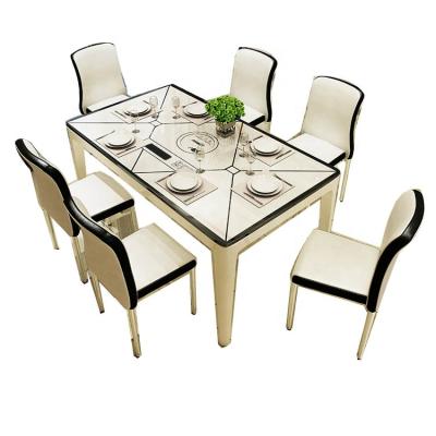 China Homes Foshan Factory Wooden Dining Table Set With Glass Top Table Dining Furniture Rectangle Dining Table Set for sale