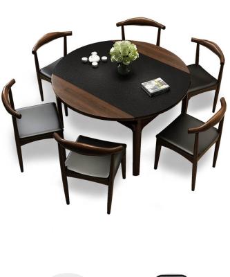 China Foshan Factory Adjustable Wood Dining Table (Other) Set With Glass Top Table Dining Furniture Rectangle Dining Table Set for sale