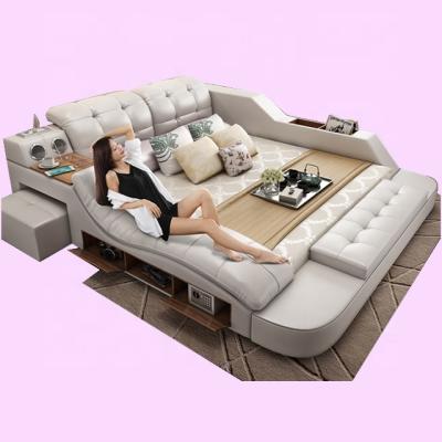 China Modern Smart Massage Bed King Size Multi-functional With Massage Speaker USB Charger Adjustable Wedding Bedroom Furniture for sale