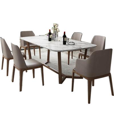 China Light Design Small Apartment Italy Table Top Stainless Steel Gold Table Legs Simple Dining Table Set Marble Luxury Marble Dining Table for sale