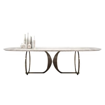 China Nordic luxury marble dining table home Bairong modern antique mirrored stainless steel dining table with marble desk for sale