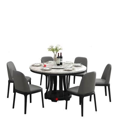 China Luxury Linsy round stainless steel round table OEM/ODM Italy design marble dining table set Modern marble dining table Bedroom furniture luxury high level for sale