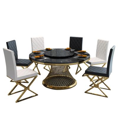 China Round Table Foshan City In China Factory Price Luxury Modern Home Furniture Dining Set Marble Rotating Dining Table Wholesale for sale