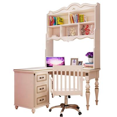 China Japanese White Wooden Home Office Furniture Kid Children Computer Survey Desk with Shelf for Teenagers Bedroom Furniture for sale