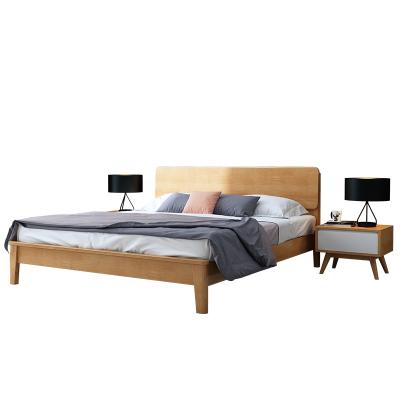 China Latest Style 100% Solid Wood Bedroom Bed Solid Wood Modern Home Furniture Double King Bed Designs With Mattress for sale