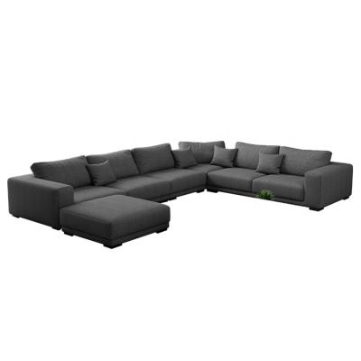 China Provide Custom Fabric Or Leather Nordic Style L Shape Sofa Sets Wood Cover Gray Fabric Upholstered Fabric Sofa Couch Elegant Sofa for sale