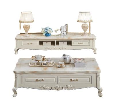 China China Suppliers Classic European Style Coffee Table Home Furniture White Wood Carving Table Top Royal Royal Classic Set for sale