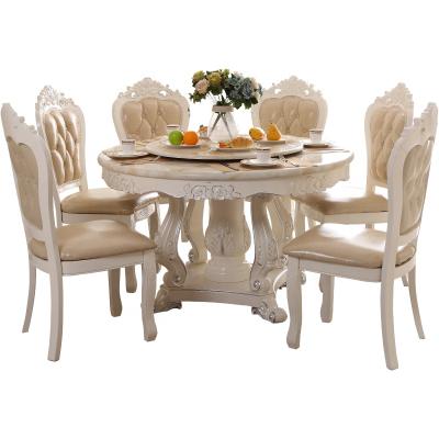 China Marble/marble top dining table and chairs french italian romantic style top rock design with 4 6 8 chair for home luxury dining room furniture for sale