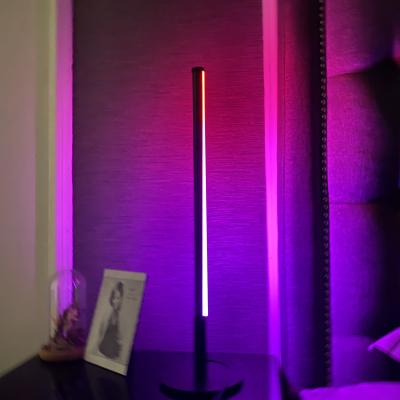 China Modern simple black RGB color changing remote control APP home decor bedside aluminum atmosphere led table lamp for sale