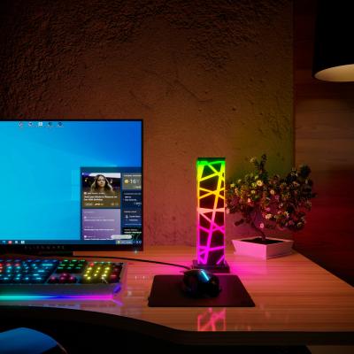 China Modern Nordic Black Building Led Table Lamp Square RGB Lighting Designer Wholesale Acrylic Minimal Rectangle Table Lamp For Home Decor for sale