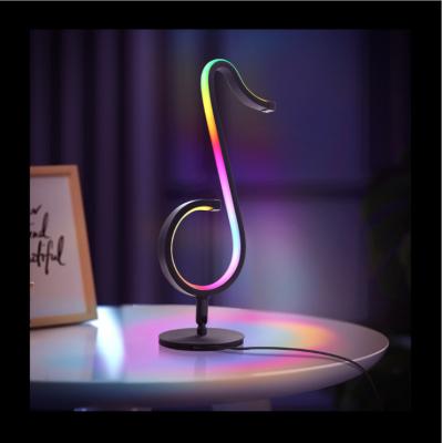 China Modern Wholesale Modern Musical Shape Night Light RGB Color Changing Bed Side Game Room Wall Lamp Atmosphere Table Lamp Led for sale