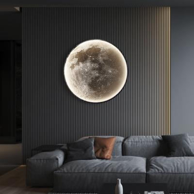 China Modern Light Luxury Creative Corridor Led Wall Light Art Living Room Background Decoration Bedroom Bedside Lamp Moon Wall Lamp for sale