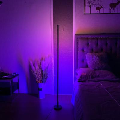 China Wholesale minimalist Zhongshan led round base bedroom floor lamp round base app vertical wifi rgb black minimal color changing corner position for sale