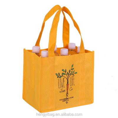 China Customized High Quality Reusable Reusable Non Woven Logo Printing PP Shopping Tote Bags For Wine And Beer 6 Bottles for sale