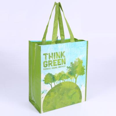 China Customer Resistant Heavy Duty Green Eco Friendly Design Printed Recyclable Lamination Grocery Packaging Packaging PP Woven Shopping Bags for sale