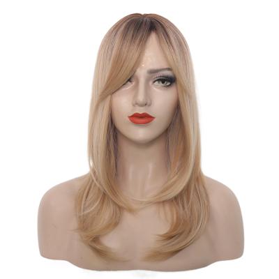 China Chinese Supply Silky Straight MEDO Long Straight Wig With Bang 613 Ombre Hair Cosplay Vendors For Female Multi Color Bang Synthetic Wig for sale