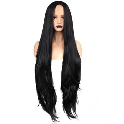 China Realistic Matte Black Wave 36inch Long Silky Straight Hair Blunt Bangs for sale