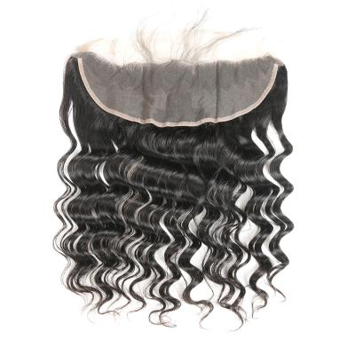 China Peruvian Hair Frontal Human Hair 13X4 Lace Closure Loose Deep Swiss Lace Closure Brazilian Human Hair for sale