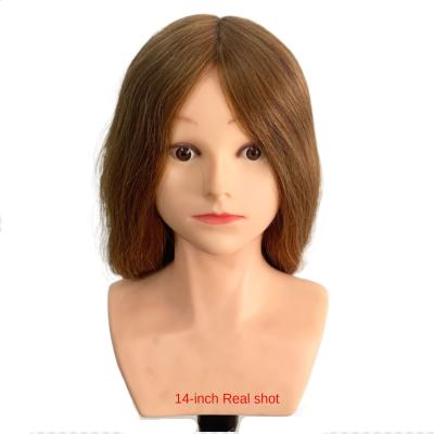 China With 100% Wig Hair Training Head With Shoulder Hair Styling Realistic Mannequin Practice Head Dye Coloring Dolls for sale