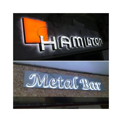 China Other Custom 3d Metal Stainless Steel Halo Lit Letter Illuminated Logo Sign Led Backlit for sale