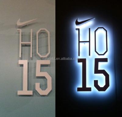 China Advertising/Decoration 3D LED Backlit Sign Brushed Stainless Steel Letter Shell With Acrylic Back Panel For House Number Shop Name for sale