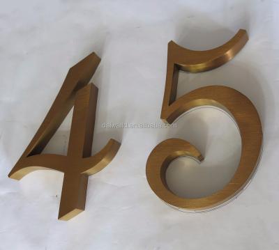 China Factory supply China stainless steel /opal acrylic/LED acrylic alphabet letters sign stainless steel metal number bronze or rose gold coin number signage in bulk for sale