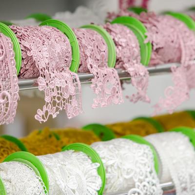 China The latest embroidery water soluble factory cotton material silk/polyester lace/milk chemical trimming for sale