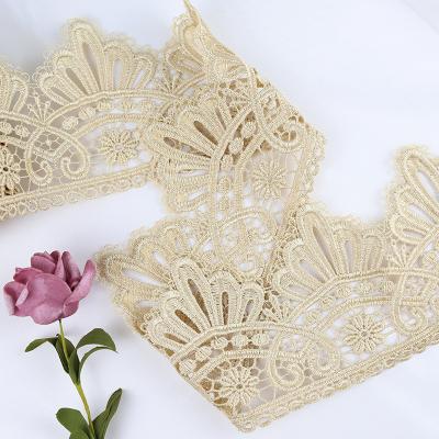 China 2021 Water Soluble New Arrival Wholesale Second Check Embroidered Lace To Trim Water Soluble Floral Lace Trimming For Home Textiles And Garments for sale