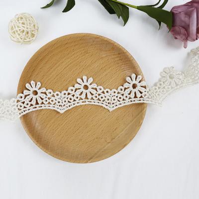 China YBUYOO Latest Design DIY Zero-Size Embroidery Lace Trim Bridal Trim Floral White Water Soluble Lace Trimming DIY Crafted Sewing for sale