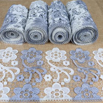 China 100% Polyester Water Soluble Colors Embroidery Guipure Lace Chemical Embroider Lace Trimmings Fabric For Dress Dress for sale