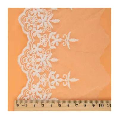 China 11cm Viable Cheap Factory Price Tulle Lace Trim Embroidery Voile Lace Trim Floral Mesh Lace for sale