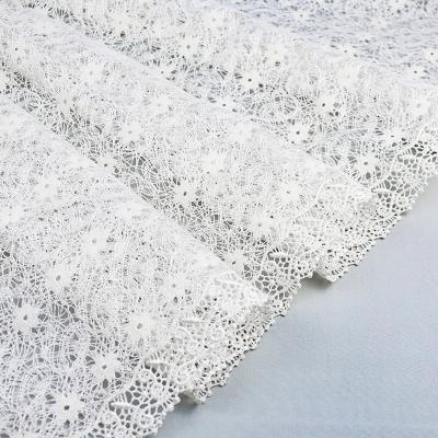 China Wholesale Water Soluble All Over Polyester Guipure Lace Fabric African Embroidery Bridal Lace For Evening Dress for sale