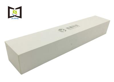 China Custom White Gift Paper Box / Light Silver Stamping Logo Long Cardboard Boxes for sale