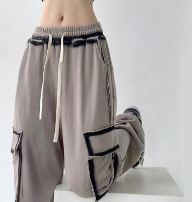 China Gray Custom Loose Straight Women's Drawstring Pockets Casual Sports QUICK DRY Vintage Sweatpants Gaiters for sale