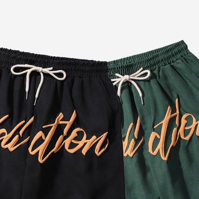 China 2022 new fashion Anti-wrinkle wholesale puff foam letter printing men's fitness sports shorts printed cotton sweat shorts for sale