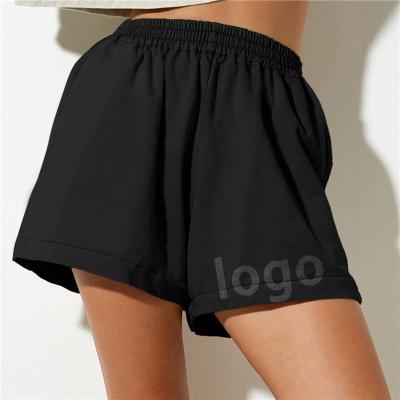 China Logo Solid Color Anti-Wrinkle Shorts Summer Shorts Sweatpants Sports Women Custom Made Loose Elastic High Waist Custom Sweatpants for sale