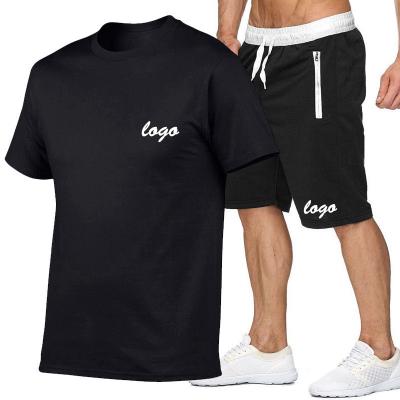 China 2021 custom logo tracksuit sweatsuit QUICK DRY private label sweat tracksuit set shorts pants summer men T-shirt and short set for men for sale