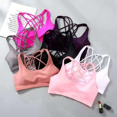 China Breathable Fitness Yoga Running Crop Top Women Sports Wear Gym Solid Tank Tops Sporty Lift Up Bras Women Sports Bra Tops for sale