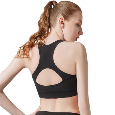 China Women Yoga Fitness Workout Tank Tops Breathable Solid Back Women Push Up Yoga Tops Women Black Sports Seamless Bra for sale