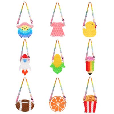 China Factory Wholesale Cute Silicone Anti Strain Bags Sensory Toy New Push Bubble Purse Noise Buster Bag for sale