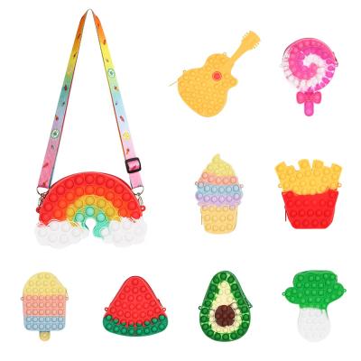 China Cute Cartoon Shape Toy Bag Crossbody Silicone Shoulder Busy Person Bag Sensory Toy for sale