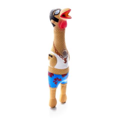 China Sustainable Interactive Promotional Soft Rubber Squeeze Net Sack Shrilling Chicken Screaming Animal Toys For Pets for sale