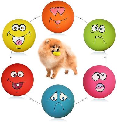 China New Design Viable Cheap Pet Dog Toy With Funny Face Squeaky Rubber Balls Dog Chew Toy for sale