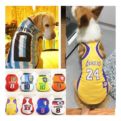 China Summer Viable Wholesale Cheap Cotton Single Color Pet Clothes Dog T Shirts With Numbers for sale