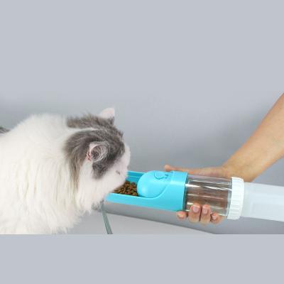 China Pet Dog Water Bottle Pet Cat Drink Feeding Bottle Dog Food Water Bottle Travel Non-automatic Outdoor Plastic Feeder Drinks Dual Use for sale