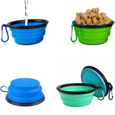 China Sustainable Hot Selling Reusable Portable Collapsible Water Food Bowls For Cats Dogs Silicone Pet Collapsible Bowl for sale