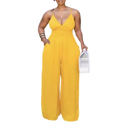 China Wide Leg Overalls Women 2021 Summer Sling Fashion Breathable Elegant Formal Women Overalls for sale